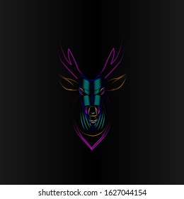 neon flat deer head with a concept. This neon flat sketch is suitable for business and sports icons