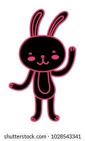 neon flat happy rabbit cartoon cute animal