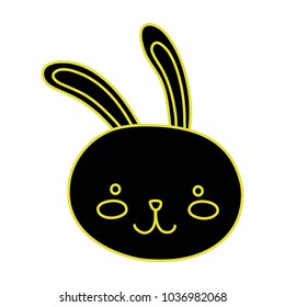 neon flat happy rabbit head animal character