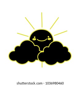 neon flat nature sun and clouds kawaii weather