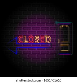 neon flat sketch CLOSE with closed door sketches. This design is suitable for neon flat business and the web.