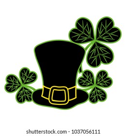 neon flat st patrick hat with clover plants