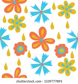 Neon Floral Seamless Vector Pattern Transparent Background
