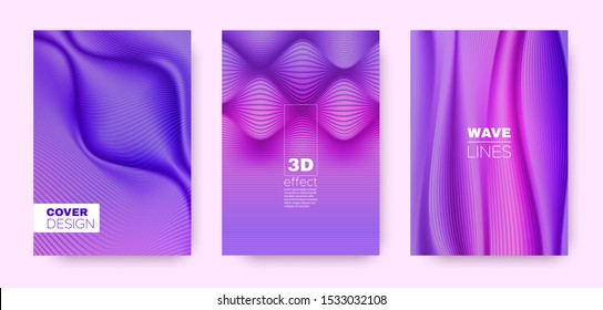 Neon Flow Cover. Multicolor Design Template. Dynamic Vibrant Stripes. 3d Geometric Brochure. Colorful Distorted Lines. Flow Brochure. Headline Cover. 3d Geometric Shapes.