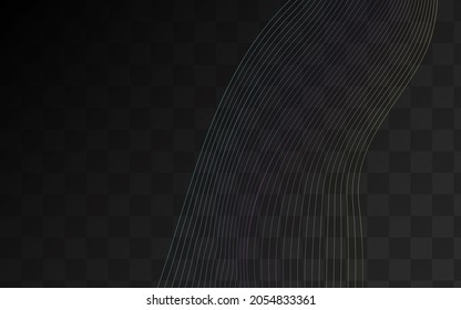 Neon Flow Geometric Vector Transparent Background. Gradient Wavy Technology Texture. Dynamic Element Energy Design. Digital Blend Movement Illustration.