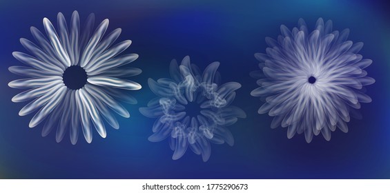 neon flower abstract light monochrome, transparent stock vector design element