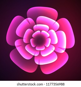 
neon flower on a dark background, vector image