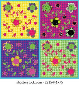 Neon Flower Set- Quirky neon flower set of 4 colour variations