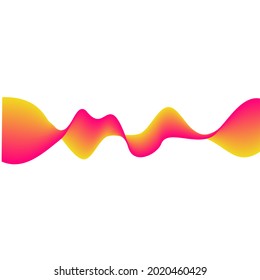 Neon flowing wave. Fluid gradient shapes isolated on white. Green, pink and yellow vibrant colors. Vector set. Music, sound, electronics vibes concept