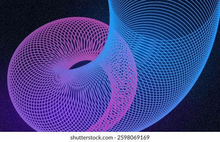 Neon flowing wavy lines on black background. Abstract sound wave design for ai concept, equalizer, audio record, voice assistant. Blue, pink orange gradient curve stripes. Synthwave wireframe net