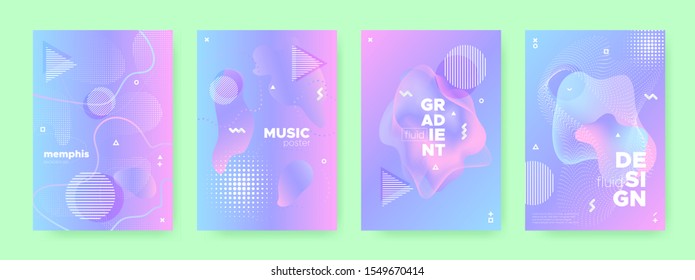Neon Fluid Brochure. Violet Hologram Gradient. Pink Memphis Illustration. Blue Wave Shapes. Pastel Banner. Magic Hologram Background. Neon Memphis Elements. Flow Shapes. Pastel Pattern.