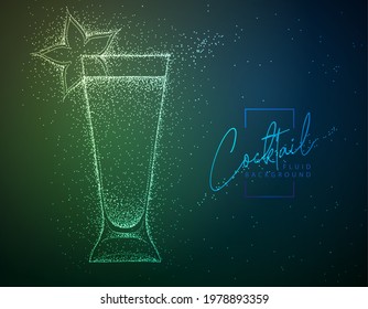 Neon fluid cocktail vector illustration.  Fluid background. Absinthe cocktail