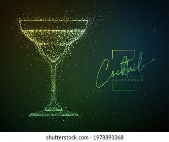 Neon fluid cocktail vector illustration.  Fluid background. Margarita cocktail