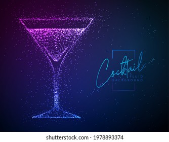 Neon fluid cocktail vector illustration.  Fluid background. Cosmopolitan cocktail