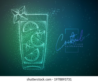 Neon fluid cocktail vector illustration.  Fluid background. Moito cocktail