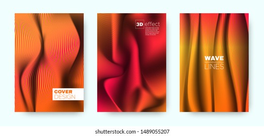 Neon Fluid Cover. Neon Vector Concept. Dynamic Distorted Texture. Multicolor 3d Background. Fluid Distorted Texture. Autumn Geometric Cover. Design Shapes. 3d Fluid Background.