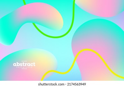 Neon Fluid shape with curve line in green and yellow theme background for advertisement poster banner website template product package design vector eps.