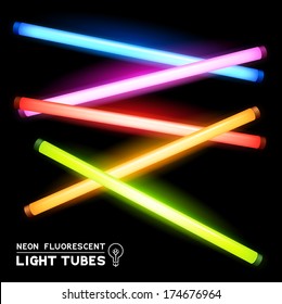 Neon Fluorescent Light Tubes - Vector light strips