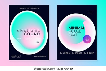 Neon Flyer. Bright Effect For Cover. Trance And Concert Design. Modern Music Banner. Futuristic Pattern For Presentation Template. Pink And Turquoise Neon Flyer