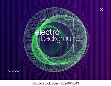 Neon flyer. Dynamic fluid shape and line. Cool discotheque invitation template. Neon flyer trance event. Techno dj party. Electro dance music. Electronic sound. Club fest poster. 