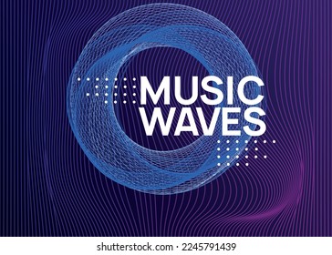 Neon flyer. Dynamic fluid shape and line. Digital show invitation concept. Neon flyer trance event. Techno dj party. Electro dance music. Electronic sound. Club fest poster. 