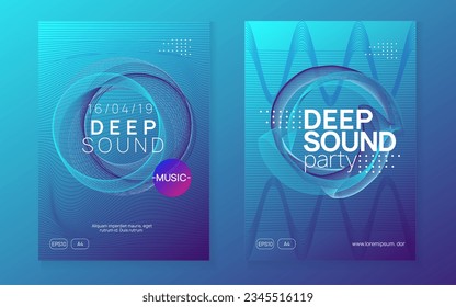 Neon flyer. Energy concert invitation set. Dynamic gradient shape and line. Neon flyer trance event. Techno dj party. Electro dance music. Electronic sound. Club fest poster. 