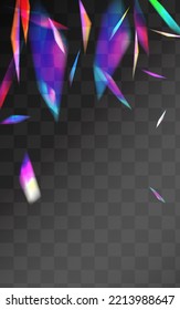 Neon Foil Vector Transparent Background. Holo Reflection Cool Backdrop. Holographic Bokeh Digital Pattern. Glow Overlay Glare Wallpaper.