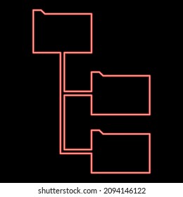 Neon folder structure red color vector illustration image flat style light