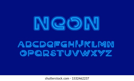 Neon font alphabet set vector