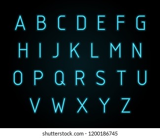 Neon font alphabet. Vector.