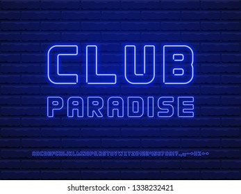 neon font blue, realistic and bold