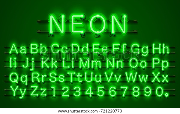 Neon Yazi Sehri Neon Yesili Yazi Stok Vektor Telifsiz 721220773