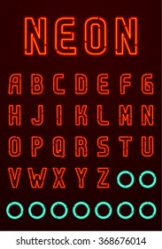 Neon font, complete Alphabet + numbers and symbols (available in English, Greek and Russian) Part 1/4