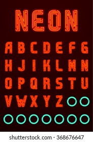 Neon font, complete Alphabet + numbers and symbols (available in English, Greek and Russian) Part 1/4