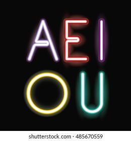 neon font icon. Text typography decoration and advertising theme. Colorful design. Vector illustration