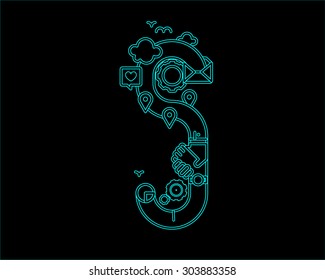 neon font icon typeface - S