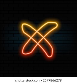 Neon font letter x, art design singboard.