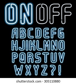 Neon font, Part 3/4, complete alphabet ON
