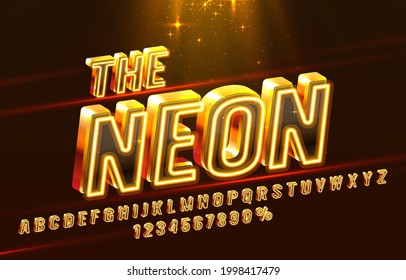 The neon font set collection, letters and numbers symbol. Vector illustration