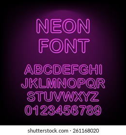 Neon font. Vector illustration.