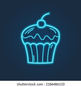 Neon food icons on dark background. Vector design.