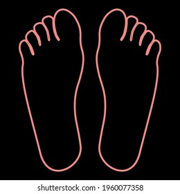 Neon footprint heel the red color vector illustration flat style image