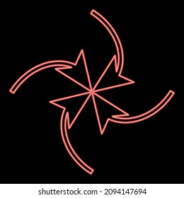 Neon four arrows loop center red color vector illustration image flat style light