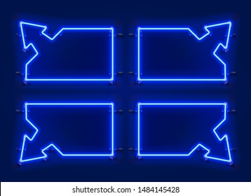 Neon frame arrow set collection. template design element. Vector illustration