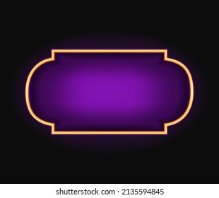 Neon Frame Boards element design template in the shape of square. Vector illustration