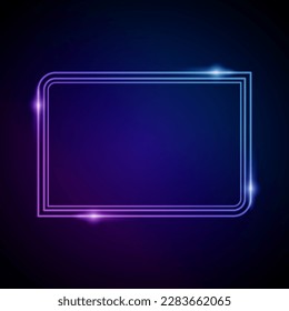 Marco de neón con resplandor y espárragos. Marco de Rectángulos Luminosos Electrónicos en Colores Azules, para mensaje de entretenimiento o tema de promoción en fondo negro