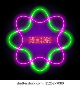 Neon frame with illumination in modern style. A vector template for the poster, signs, an invitation card. Vector illustration.