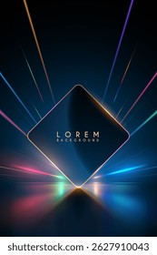 Neon frame with light rays effect