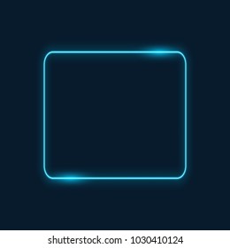 Neon frame on dark blue background, vector illustration.