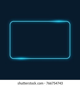 Neon frame on dark blue background, vector illustration.